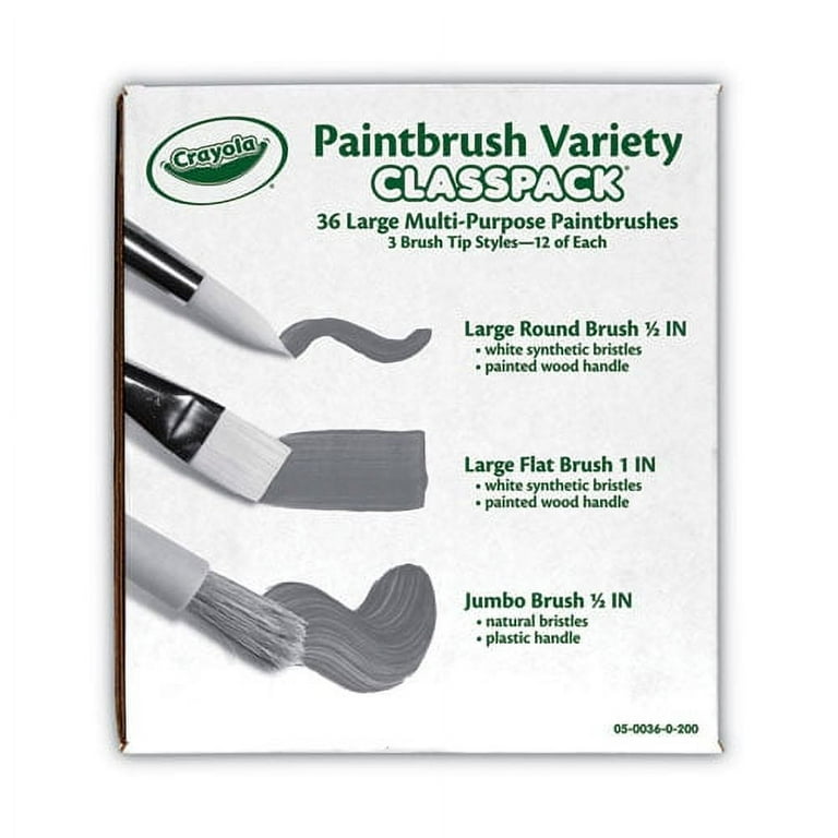 Large Variety Paint Brush Classpack, Natural; Nylon Bristles, Flat; Round Profiles, 36/Set Large Variety Paint Brush Classpack, Natural; Nylon Bristles, Flat; Round Profiles, 36/Set