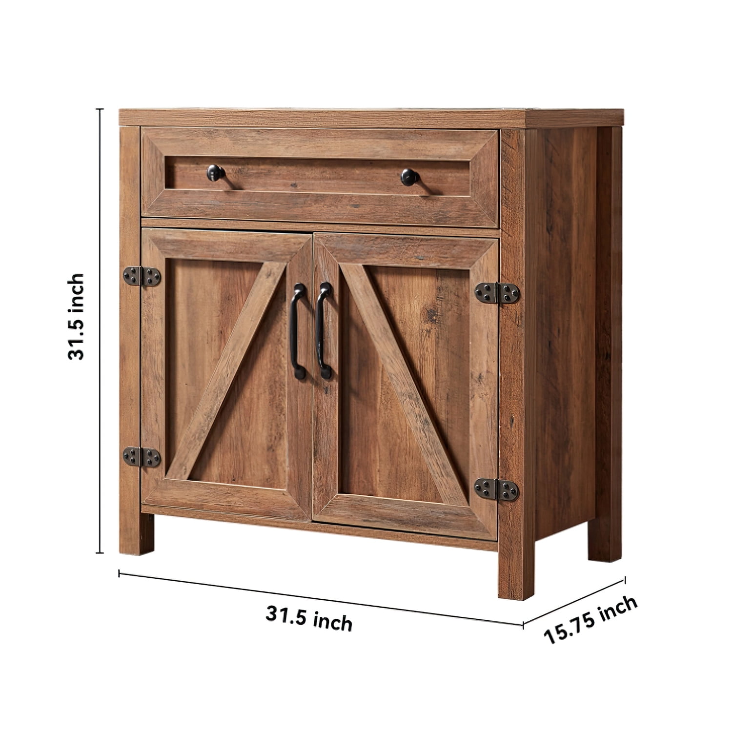 Kadyn Modern Farmhouse Double Barn Door Accent Cabinet, Particle Board Accent Storage Cabinet for Living Room, Bright yellow Storage Cabinet with Drawer