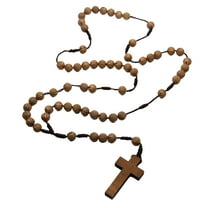 AOOOWER Catholic Rosary Wood Rosary Beads Mini Rosaries with Cross for Women Men for The First Communion Baptism Party Favor