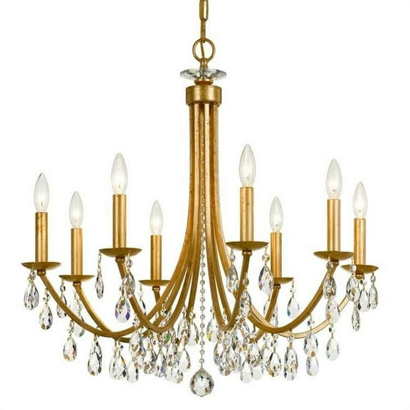 8 Light Chandelier in Traditional and Contemporary Style 28 inches Wide By 29 inches High-Hand Cut Crystal Type-Antique Gold Finish Bailey Street Home