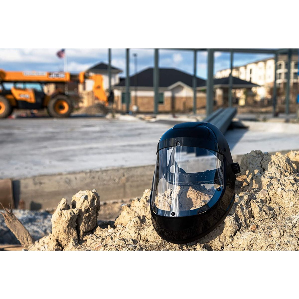 Safe Handler Full Face Protector Shield with Clear Polycarbonate Visor, Reusable Safety Face Shield, Black (Pack of 1)