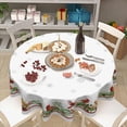 thumbnail image 7 of Christmas Round Tablecloth 60 Inch Winter Holiday Red Bird Holly Leaf Circle Table Cloth Xmas Snowflake Theme Table Cover for Kitchen Dinner Home Decor, 7 of 7
