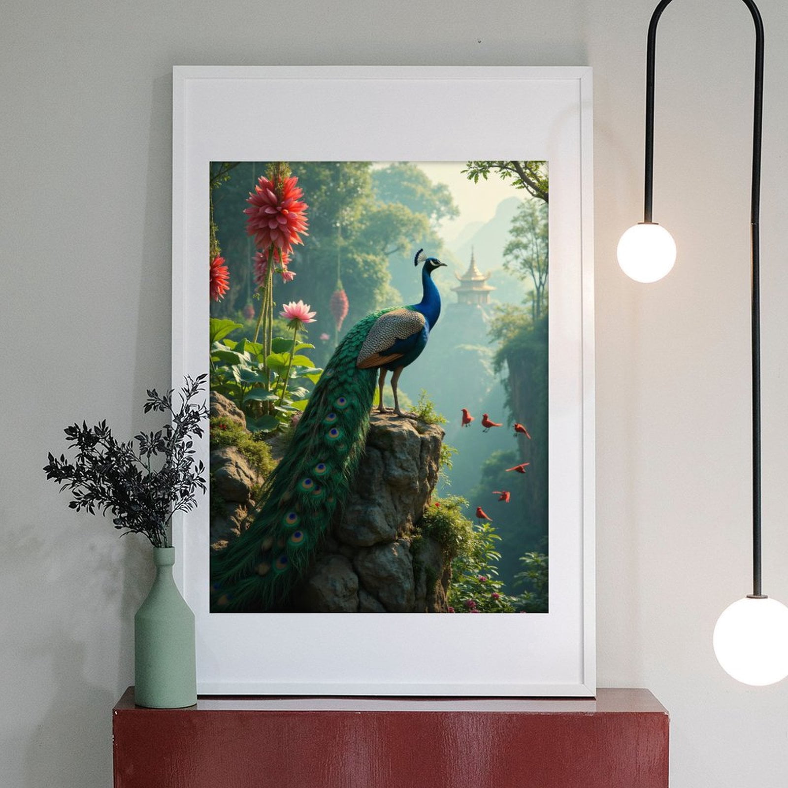 Diamond Art Kits for Adults - 5d Peacock On Rock In Serene Garden Diamond Painting for Adults, Diamond Art for Adults Beginners, Diamond Painting Kits for Adults for Home Wall Decor
