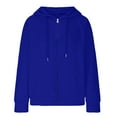 thumbnail image 6 of Puntoco Plus Size Long Sleeve clearance Women Loose Hooded Long Sleeve Zipper Solid Cardigan Blouse Hoodies Sweatshirt Tops with Pocket Blue 8(L), 6 of 6