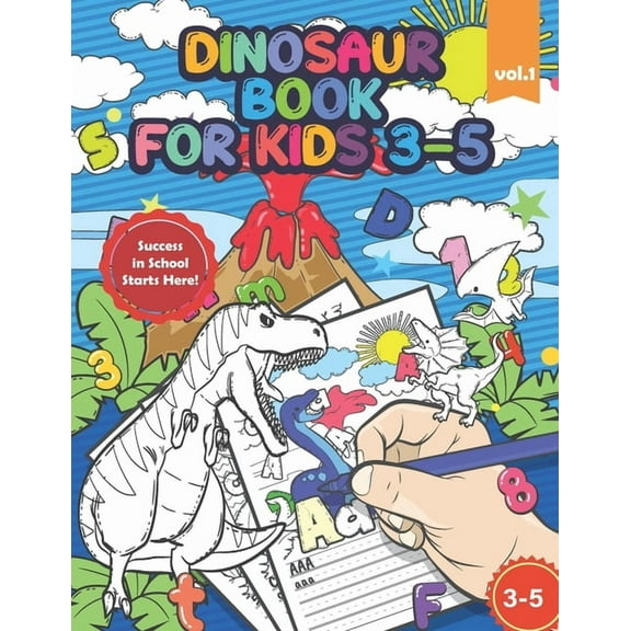 Dinosaur Book for Kids 3-5: Handwriting Practice Workbook for Preschool and Kindergarten, Tracing Letters and Numbers, Giftidea for Boys