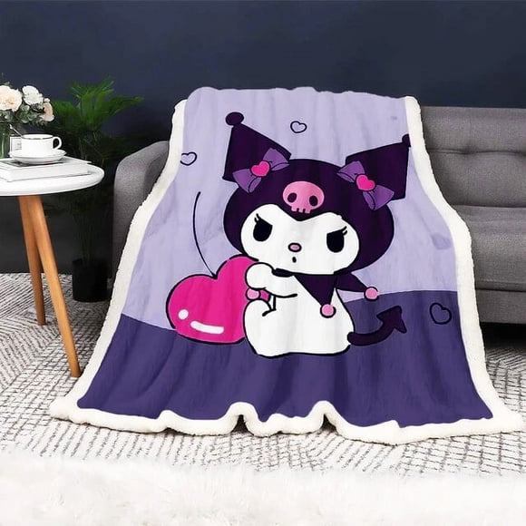 Kuromi Blankets Sanrio Cartoon For Children Girls And Baby Printing Luxury Bed And Throws Microfiber Fabric Printed Winter