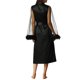 thumbnail image 3 of Bata de satén para mujer Inspire Chic con flecos de plumas, bata de baño para damas de honor, manga larga de malla, pijama de fiesta nupcial en negro, 3 of 6