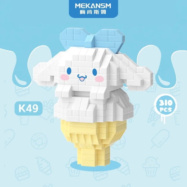 Bloques de construcción de Hello Kitty Sanrio, figura de Anime Cinnamoroll Kuromi Pochacco, modelo decorativo ensamblado, rompecabezas para niños, regalos