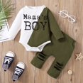 thumbnail image 1 of Patpat 2pcs Baby Letter Print Color Block Long-sleeve Romper and Hollow-out Trousers Set, 1 of 5