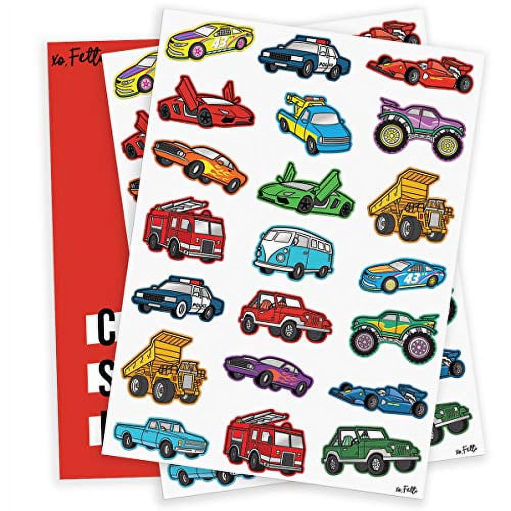 xo, Fetti Cars and Trucks Temporary Tattoos for Kids - 42 Glitter style | Birthday Party Supplies, Race Car Party Favors + Construction Decor - image 2 of 3