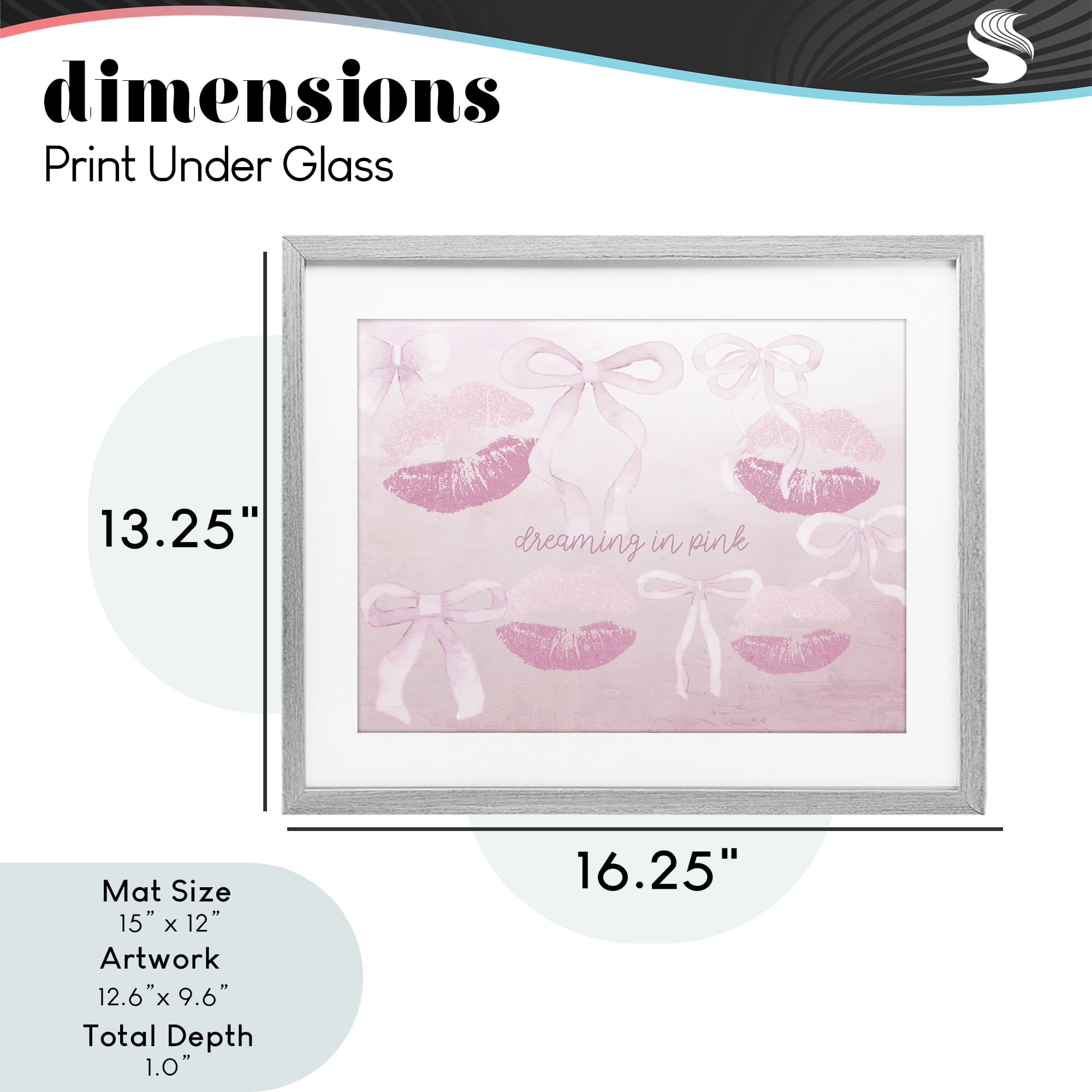 Dreaming In Pink Gray Framed Print Under Glass, design by Kim Allen