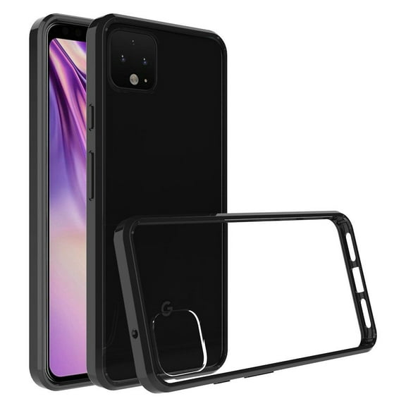 For Google Pixel 4 Clear Transparent Hybrid Case Cover - Clear PC Black TPU