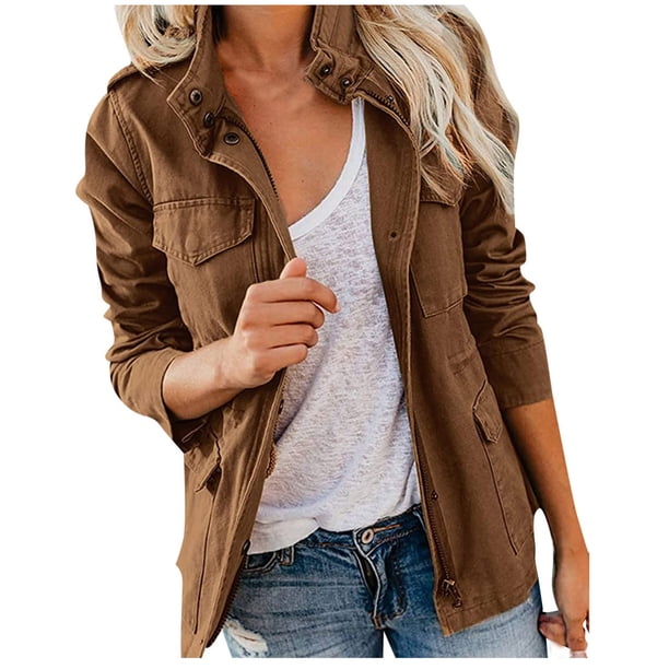 Chaquetas de manga larga para mujer Camiseta de moda Frente abierto Ropa de abrigo suelta Blusa sólida Abrigo Tops Blusa con cremallera Odeerbi ODB-2