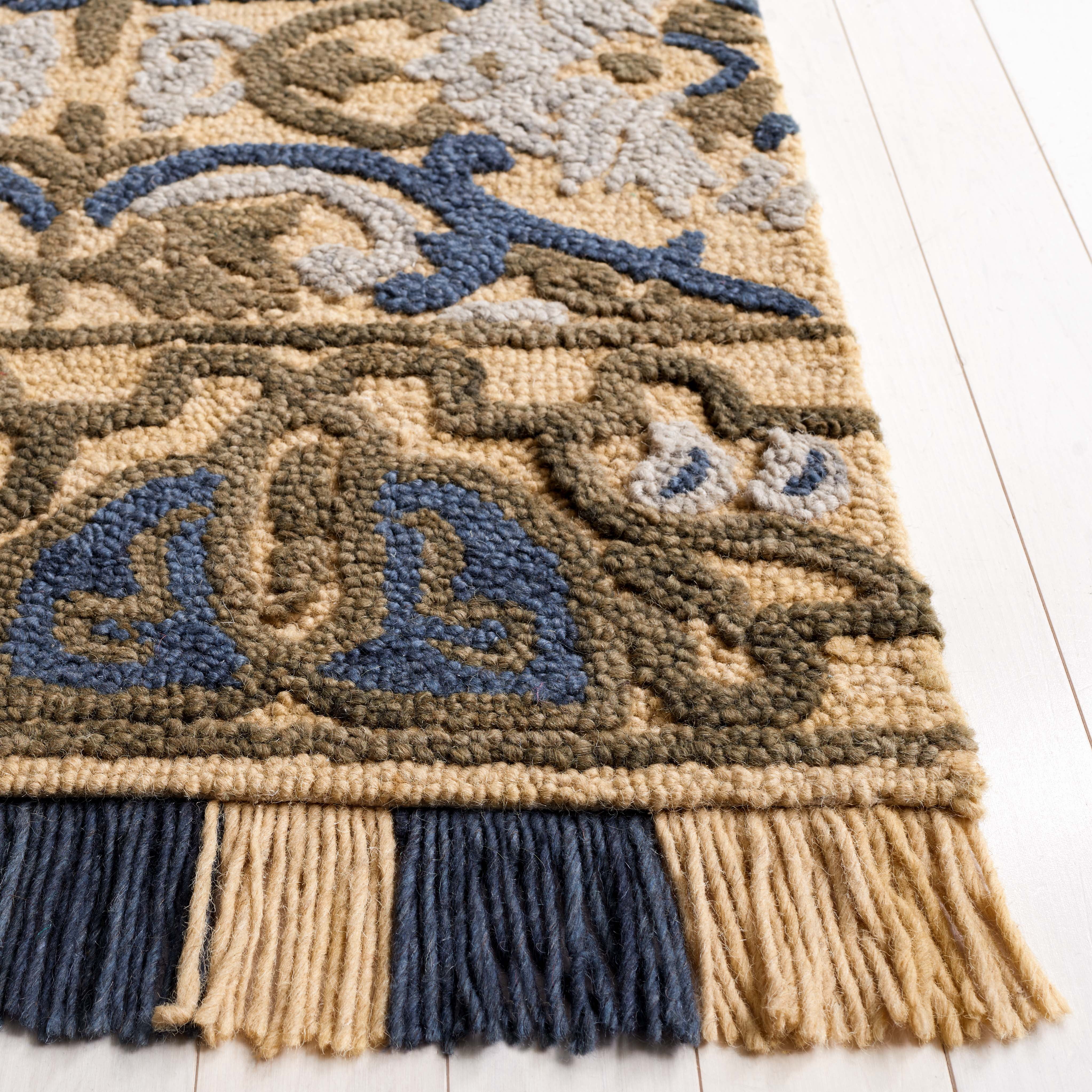 SAFAVIEH Blossom Abram Geometric Area Rug, Gold/Blue, 6' x 6' Square