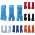 thumbnail image 2 of Yuanlook Solid Color Sleeveless Tank Top Elastic Waist Shorts Sport Training Football Soccer Wear Matching Outfit Set for Kids, 2 of 5