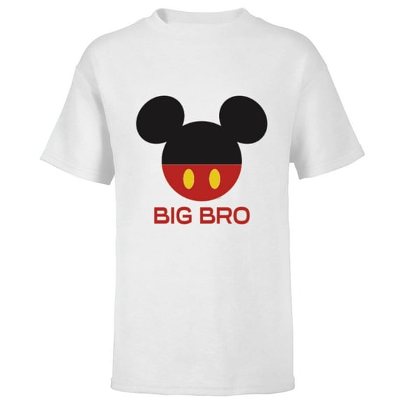 Disney Mickey Mouse Red Shorts Icon Big Bro Brother Family- Short Sleeve T-Shirt for Kids - Customized-White