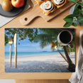 thumbnail image 2 of Coastal Beach Placemats Set of 6 Summer Ocean Sea Modern Palm Coconut Tree Place Mats Indoor Wipeable Table Mats Washable Cloth Dining Table Placemats for Kitchen Holiday Party Home Decor 13x19 Inch, 2 of 9