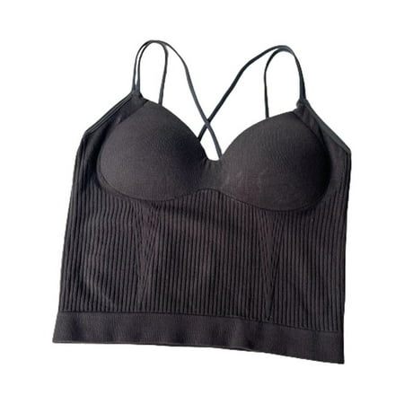 

Strappy Sports Bra for Women Sexy Crisscross Back Light Support Yoga Bra Deep gray，G124318
