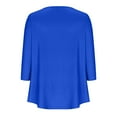 thumbnail image 4 of Pntutb Women Casual Summer Tops Solid T-shirt 3/4 Sleeve Round Neck Ruched Pullover Blouse, 4 of 5