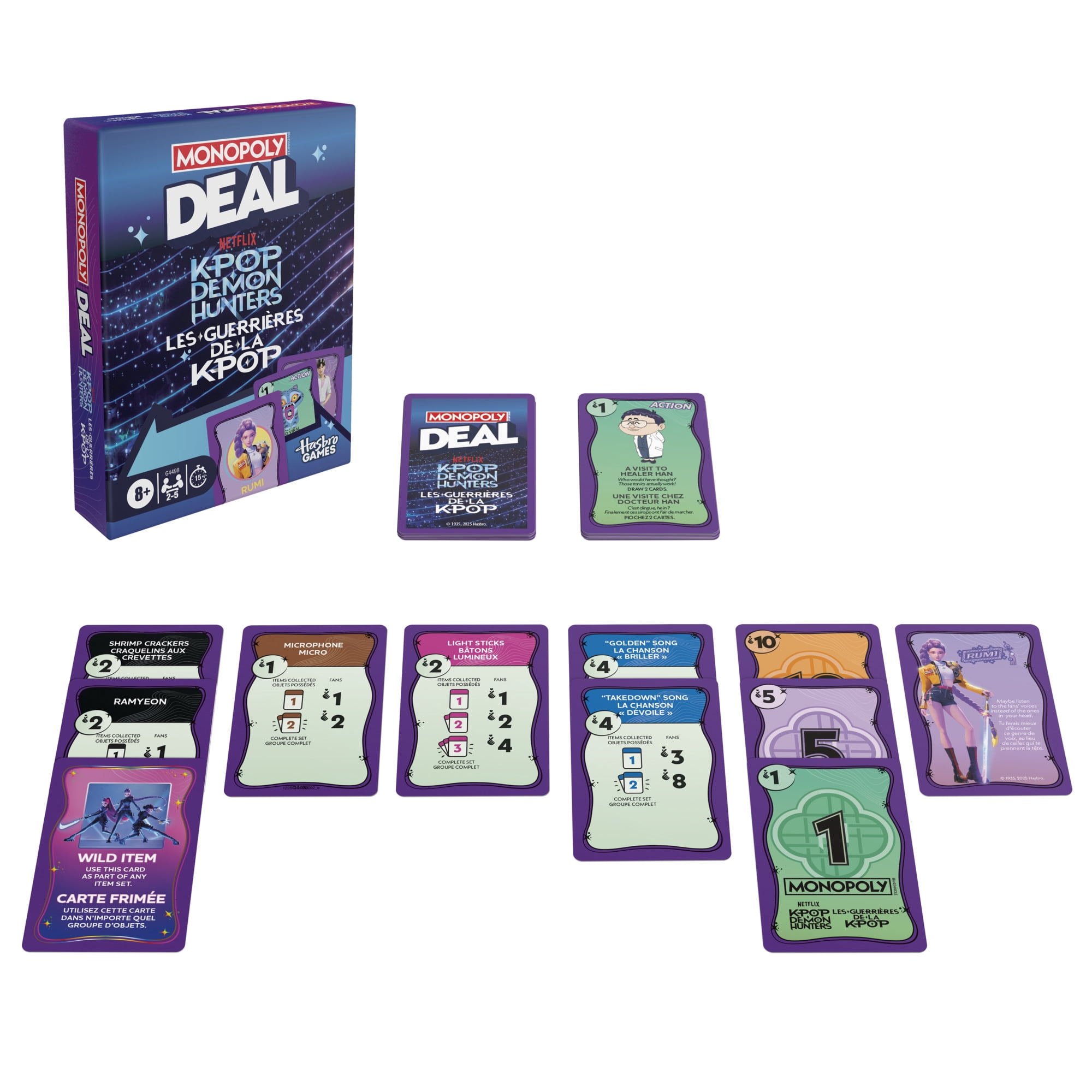 Monopoly Deal: KPop Demon Hunters Card Game, 15 Mins., Family Games for Kids and Teens, 8+