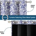 thumbnail image 3 of Vargottam Room Darkening Curtains - Bloom Pattern, Set of 2 Panels, 52" x 108" - Grommet-Top Blackout Window/Door Drapes for Bedroom, Nursery & Living Room - Blue, 3 of 9