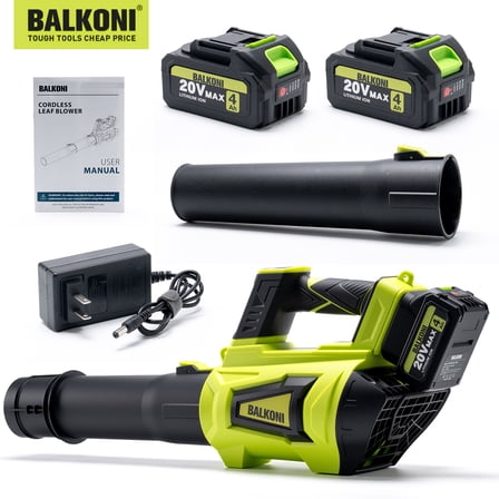 BALKONI 200 MPH at 800 CFM With 2x4.0Ah Batteries & Charger Powered Cordless Leaf Blower, Heavy-Duty Brushless, 6-Speed Adjustable