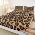 thumbnail image 4 of Erosebridal Leopard Pattern Personalized Gifts Bed Sheets,Brown Alphabet R King Sheets For Adult Women 4 Pieces, 4 of 6