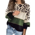 thumbnail image 1 of NLLSHGJ Chandails Tricotés pour Femmes Chandail d'Automne et d'Hiver pour Femmes à Contraste de Couleurs Chandail Ample à Col Rond, 1 of 5