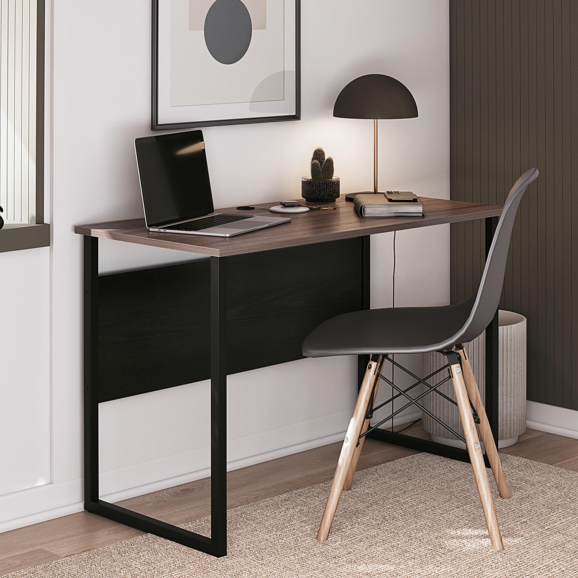 Ameriwood Home Sorina Writing Desk, Distressed Gray Oak & Black
