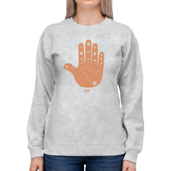 Astro Palmistry - Zodiac Hand Emoji Art Design Women's Sweatshirt