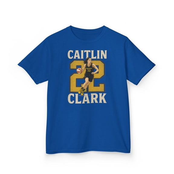 Caitlin Clark #22 Women basketball Kids Heavy Cotton Tee-KWBCC22070B-Royal-XS