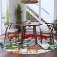 thumbnail image 5 of Red Christmas Round Rug 5ft Washable Circle Kitchen Rugs Non Slip Xmas Winter Forest Tree Deer Snowflakes Large Area Rug Indoor Floor Carpet for Bedroom Living Room Home Office Dining Room Nursery, 5 of 8