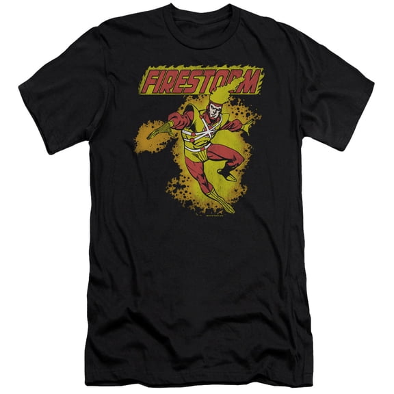 DC Comics Firestorm Premium Canvas Adult Slim Fit 30/1 T-Shirt Black