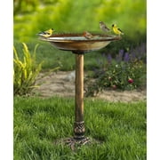 Westcharm 28 Inch Lightweight Poly Resin Outdoor Birdbath for Outside with Decoration Pedestal Base Stand - Antique Bronze (No bird included on the water bowl)