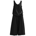 thumbnail image 7 of sdhkgrrt Women's 2 Piece Lounge Outfit V Neck Sleeveless Tank Matching Wide Leg Pants Loose Boho Vacation Casual Set Solid Travel Tracksuit Clothing, Black 2XL, 7 of 7
