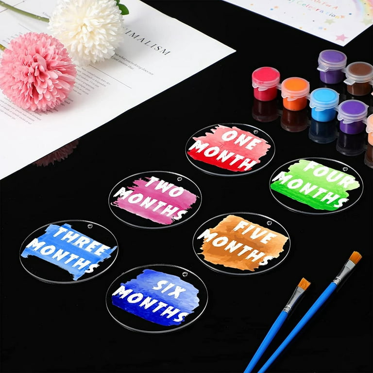 10pcs DIY Colorful Flickering Gradient Acrylic Keychain Blanks Disc Clear  Circle