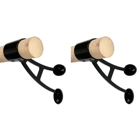 Athletic Bar Collared Ballet Brackets Single (Pair) Fixed Height Wall Mount Ballet Barre 2 Brackets Included for 1.5  to 1.67  Diameter for Wooden Ballet Barre Dowels (Black A Shape PREMIUM EDITION)