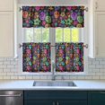 thumbnail image 3 of 3 Pack Artistic Tier Curtains for Kitchen - Abstract Geometric Floral & Skull Print, Mystic Bone & Butterflies Design, Farmhouse Caf Window Treatment Panels with Rod Pocket, 3 of 6