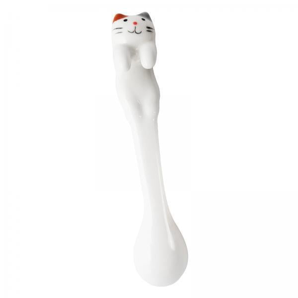 6x Cuchara De Cerámica Diseño De Gato Cucharaditas Para Postre Gato Gris Marrón 6 piezas