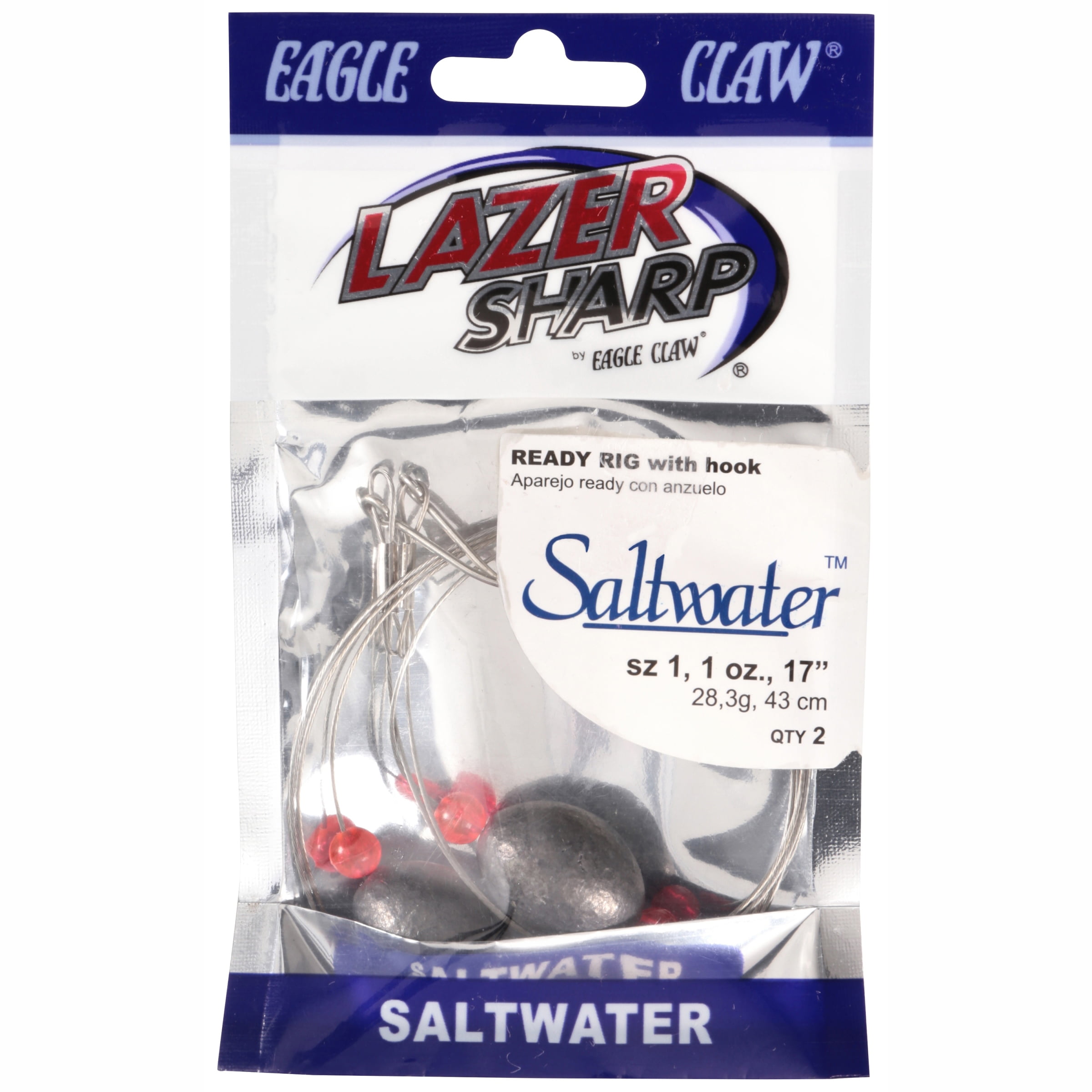 (2 pack) Eagle Claw Ready Rig with Lead Weight and Size 1 Hook
