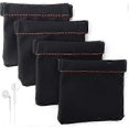 thumbnail image 1 of 4PCS PU Leather Earphone Pouch Headphone Storage Bag with Snap Spring Closure for Carrying, 1 of 5