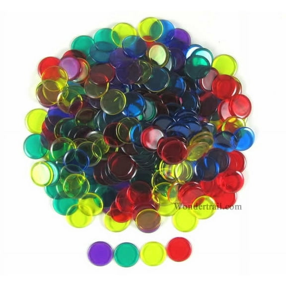 Assorted 5 Color Extra Thick Plastic Sorting Chips 19MM (3/4in) Pack of 250 Koplow Games