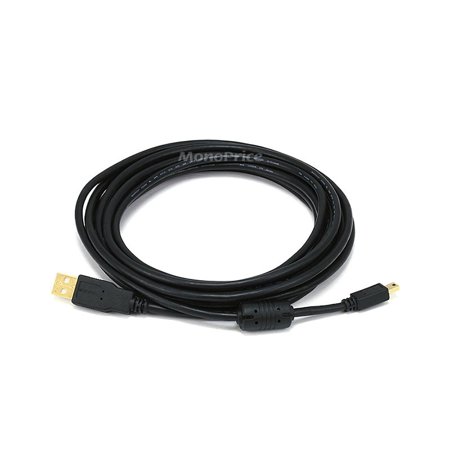 UPC: 0844660054504 | Monoprice 15  USB 2.0 Male to Male Data Transfer Cable with Ferrite Core Black 105450