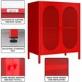 thumbnail image 4 of 2 Door Metal Mesh Storage Cabinet with 1 Adjustable Shelves-Steel Locker Cabinet for Living Room, Bedroom, Hallway, Office Room, Home, Hotel, Kitchen, Garage, 2-Tier (Mesh Door, Red), 4 of 5
