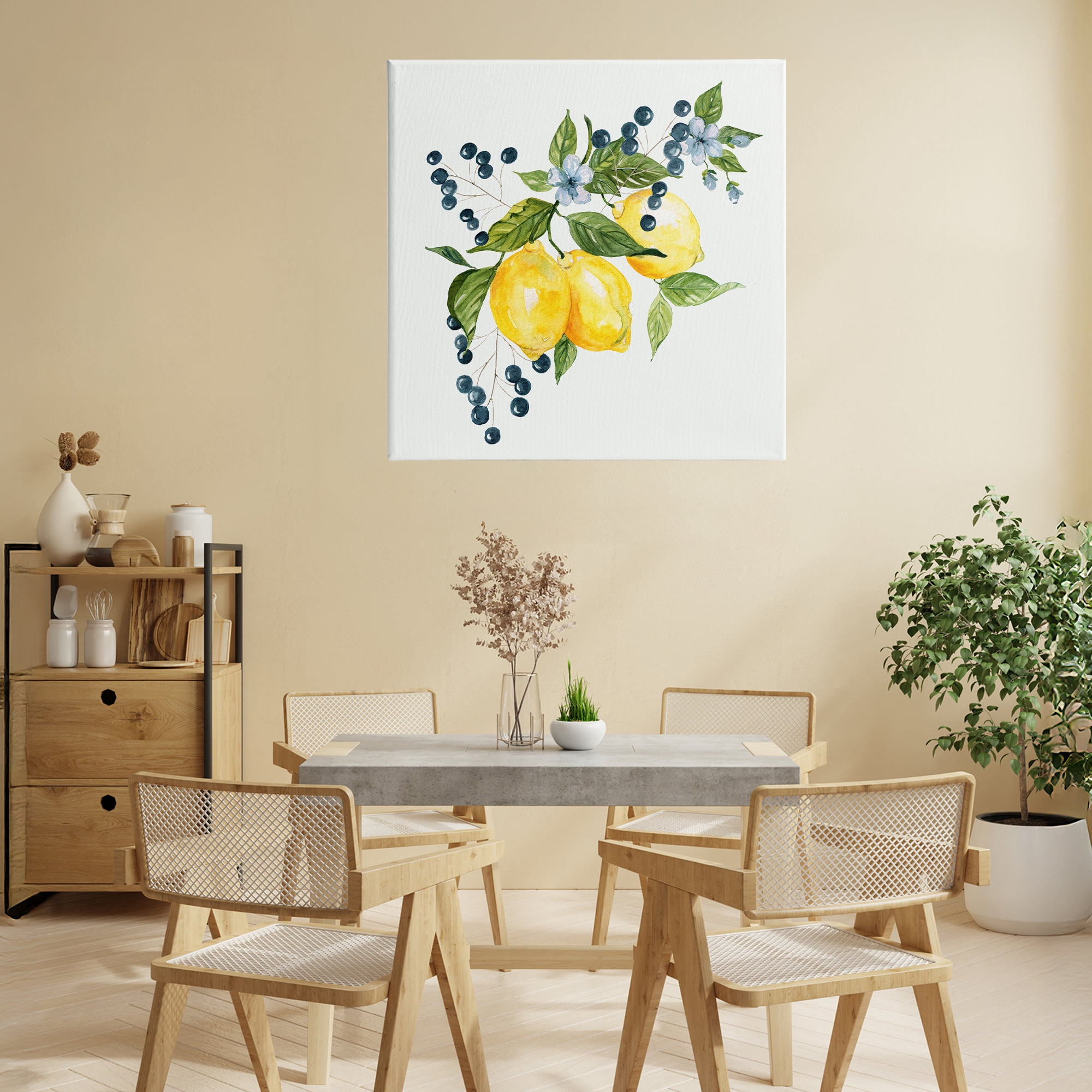 Stupell Industries Lemon Branch with Berries Canvas Wall Art, design by Livi Finn