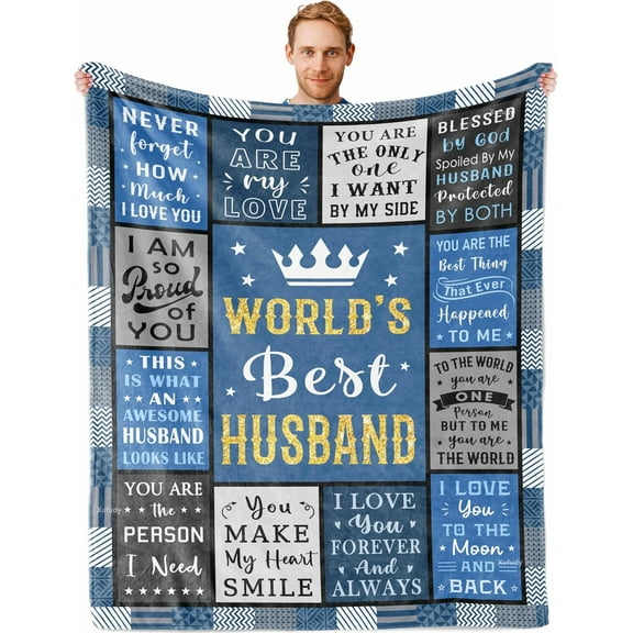 Anniversary Wedding Gifts for Men/Him/Husband, Husband Birthday Gift, Gifts for Husband Birthday Blanket 60"x50", Birthday Gifts for Husband, Best Husband Anniversary Wedding Gift, Top Husband