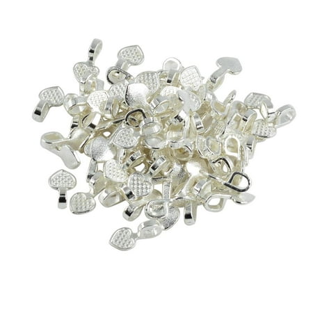 

100 Pieces Shiny Plated Heart Glue on Bails Setting For Necklaces Earring Pendant Jewelry Design