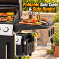 thumbnail image 5 of Syngar 3 Burner Bbq Gas Grill with Folding Side Tables, Propane Grill with 30,000 Btu, Stainless Steel, Porcelain Grates & Thermometer, Black, 5 of 7
