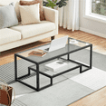 thumbnail image 3 of Renwick 3 Piece Modern Tempered Glass Coffee Table Set with Open Shelf, Black, 3 of 10