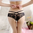 thumbnail image 5 of XFLWAM Women's Sexy Low Rise Lingerie Open Thong Panties G-string Lace Underwear Black M, 5 of 5